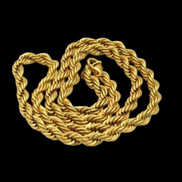 Vintage Gold Tone Twisted Rope Chain Necklace 20" - Picture 1 of 5